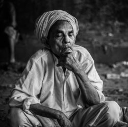 grayscale photo of man wearing turban