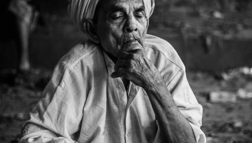 grayscale photo of man wearing turban